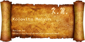 Kolovits Malvin névjegykártya